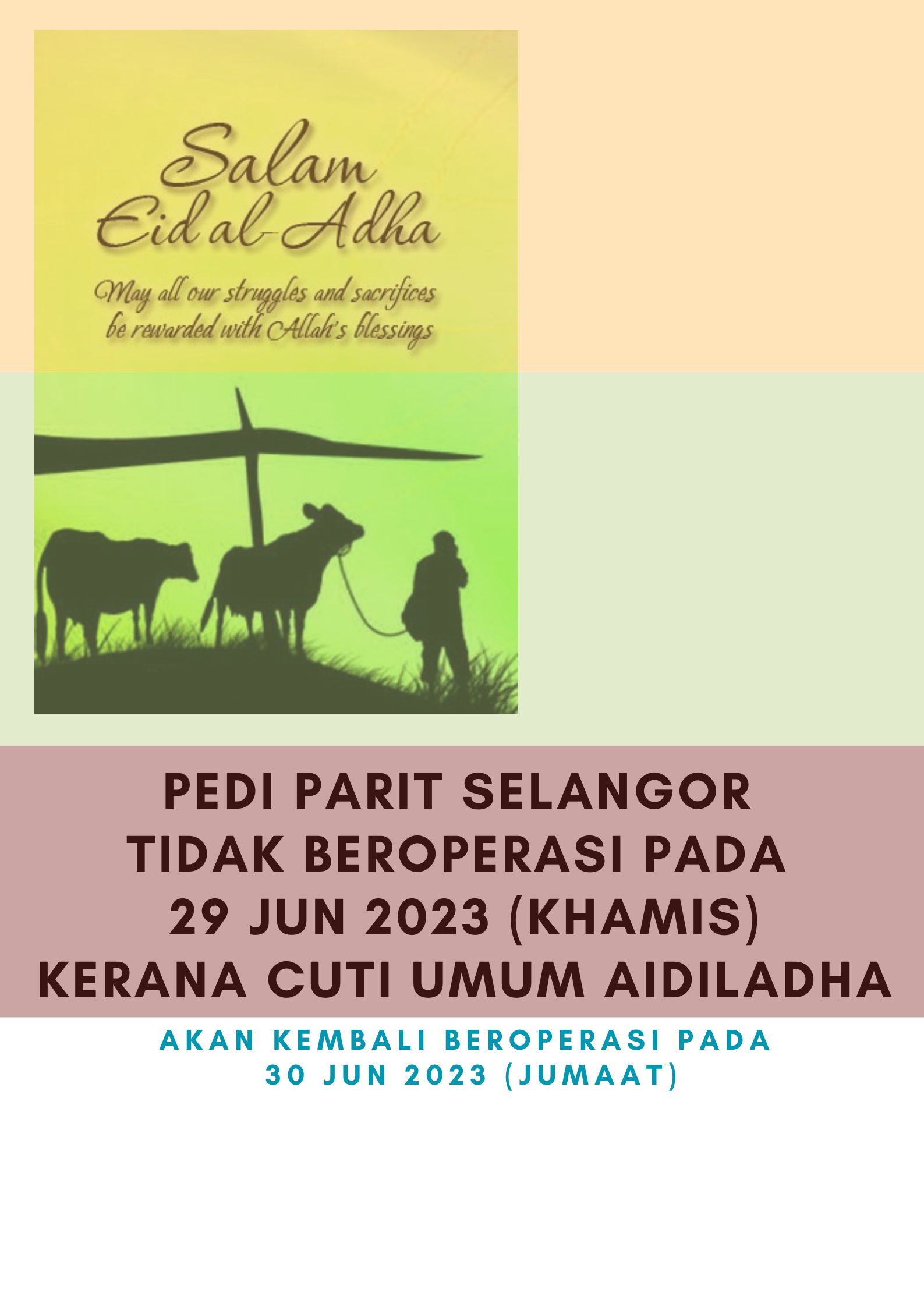 PEDI PARIT SELANGOR TIDAK BEROPERASI PADA