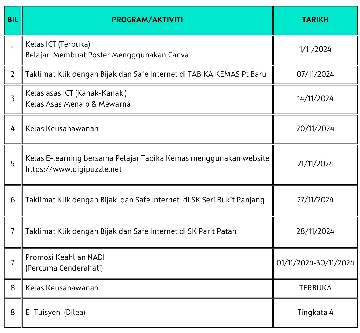 JADUAL AKTIVITI NADI NOV 2024